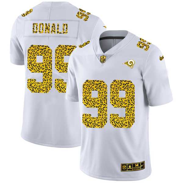 Mens Los Angeles Rams #99 Aaron Donald 2020 White Leopard Print Fashion Limited Football Stitched Jersey Dyin->->NFL Jersey